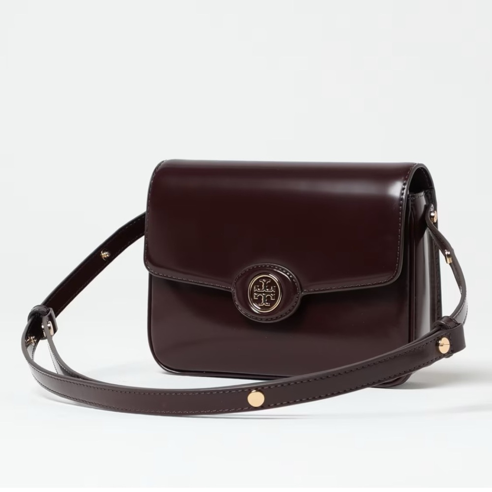 ☀️NEW☀️ Tory Burch Robinson Spazzolato Shoulder Bag Burgundy